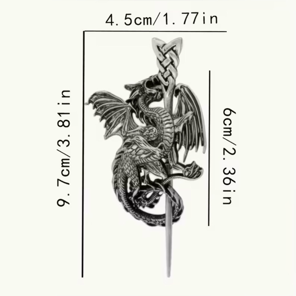 Dragon Hairpin Nordic Norwegian Style Hair Clip Decor Barrette Gorgeous New - Picture 3 of 4